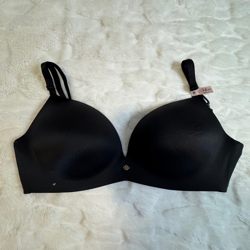 Victoria's Secret Wireless Push-Up Bra Black Front Close 34DD 11213974